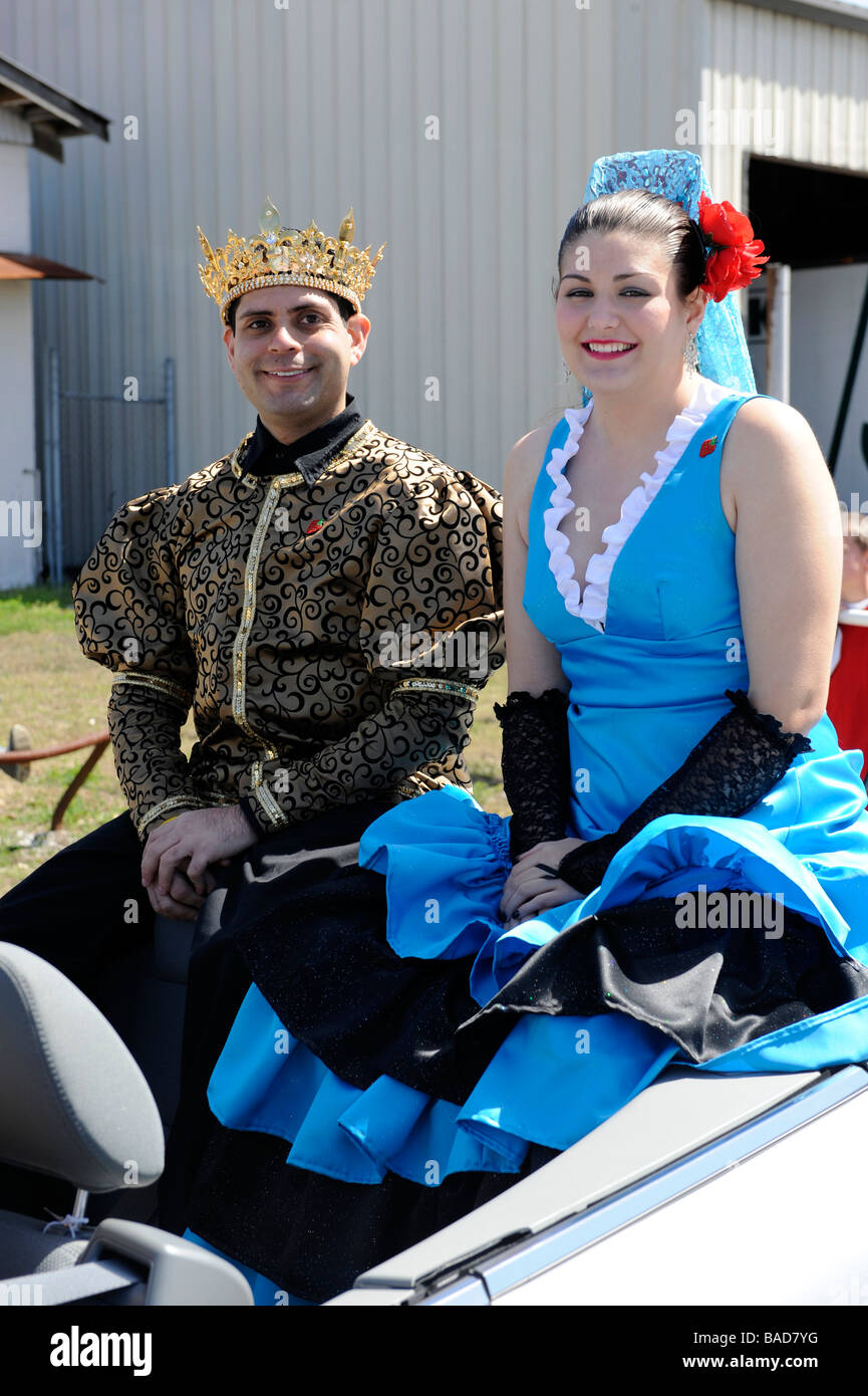 King and Queen in Strawberry Festival Parade Plant City Florida Stock Photo