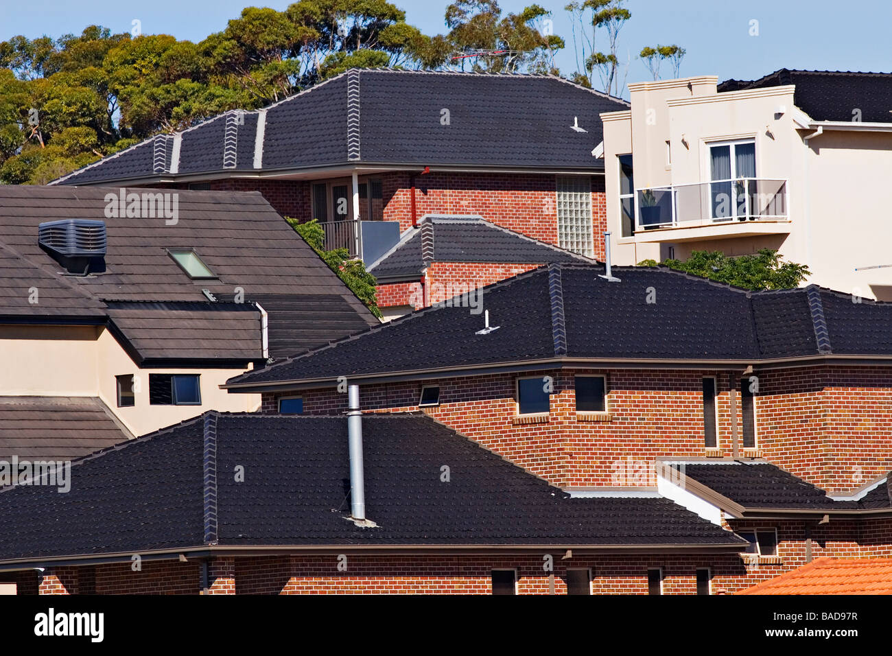 Residential Homes /  Australian homes on an housing estate.The location is Melbourne Victoria Australia. Stock Photo