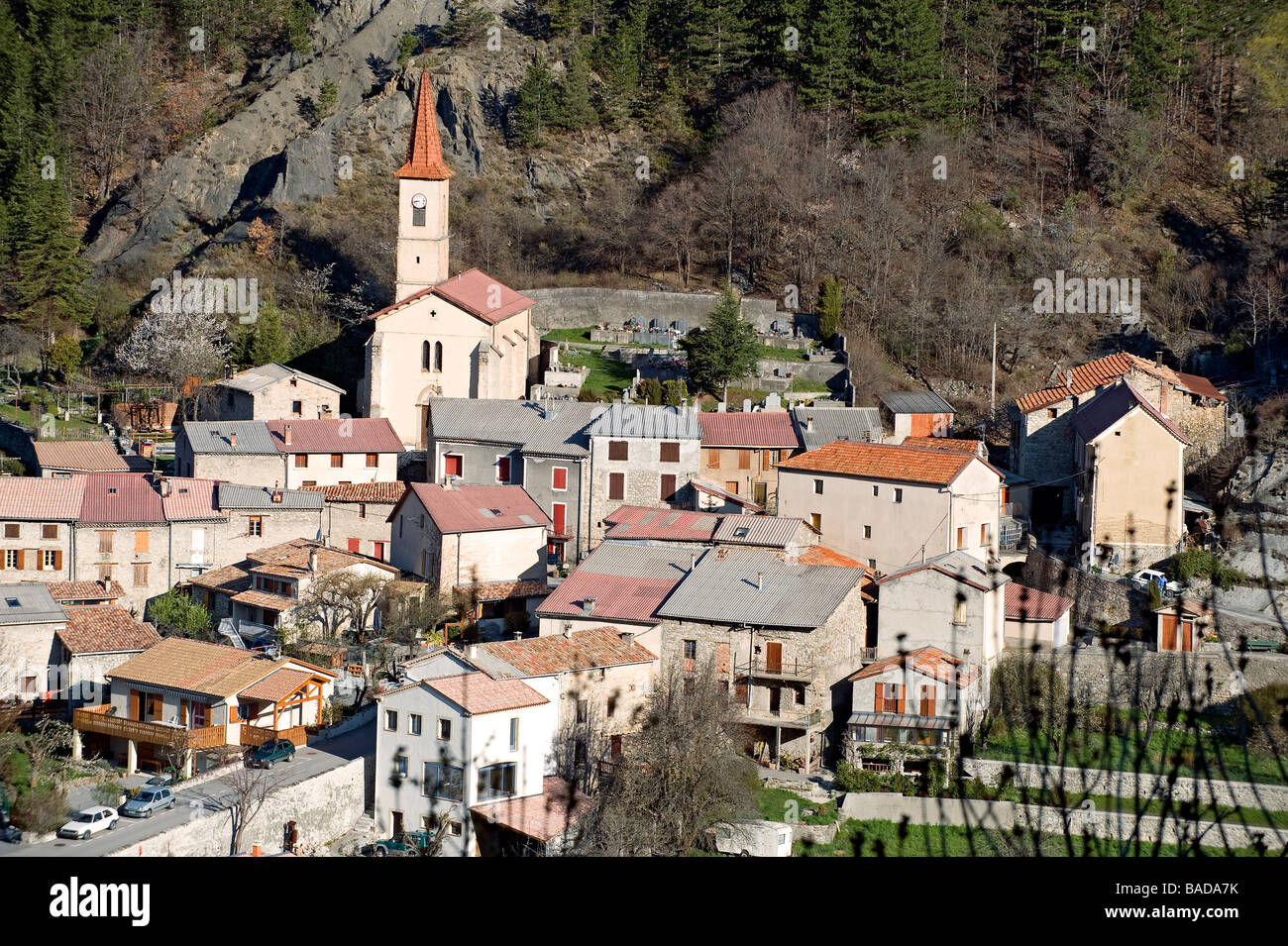 France, Alpes de Haute Provence, the Vallee de la Bleone, Prads Haute Bleone  village (1048m Stock Photo - Alamy