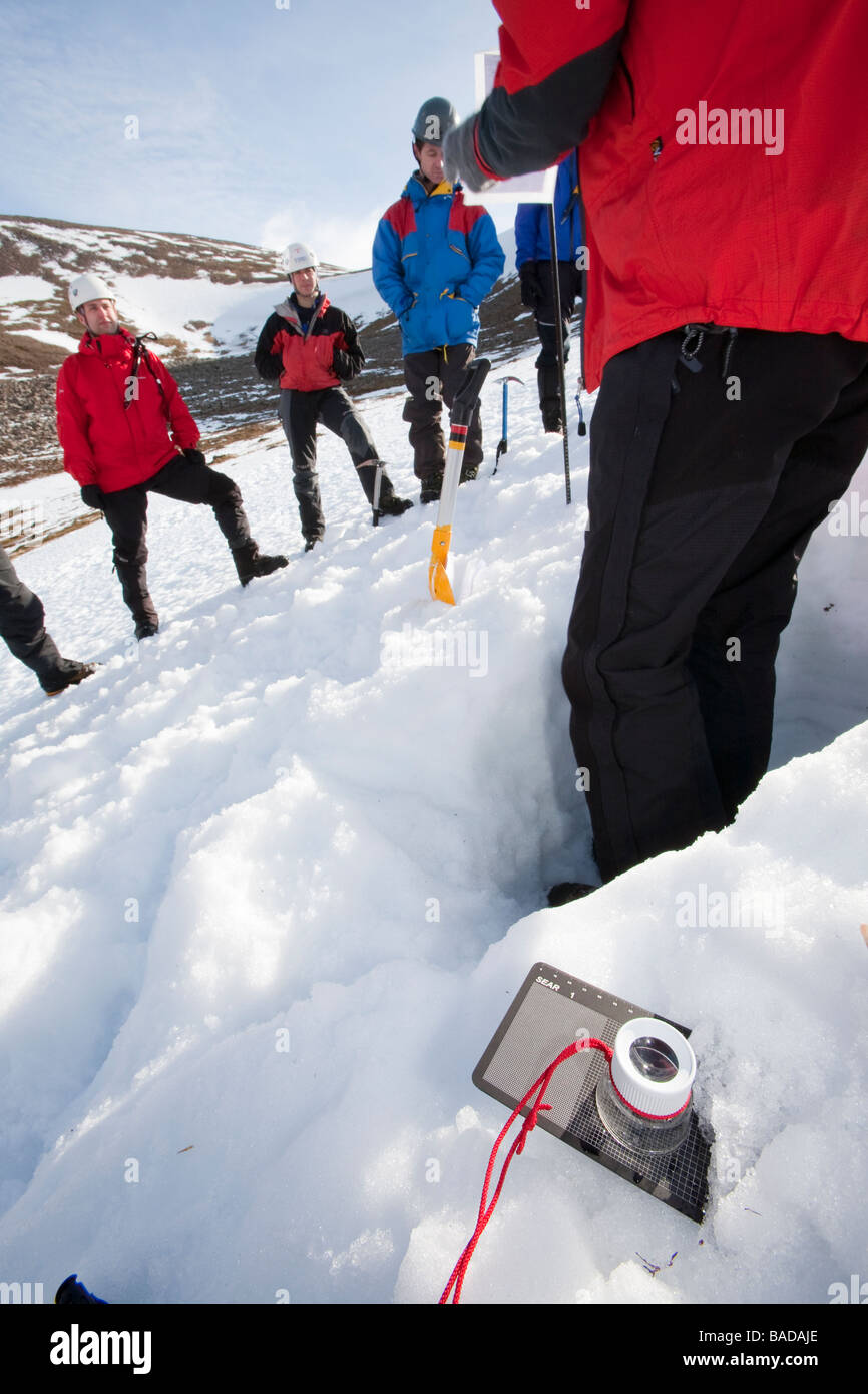 A member of the Scottish Avalanche Information Service demonstrates how