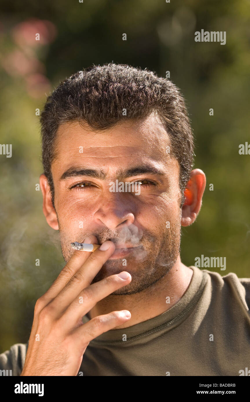 Man smoking cigarette Lebanon Middle East Asia Stock Photo Alamy