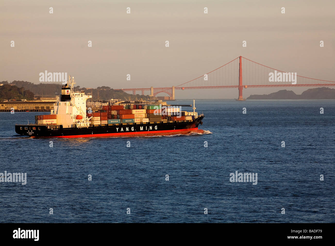 United States, California, San Francisco merchant ship container ...