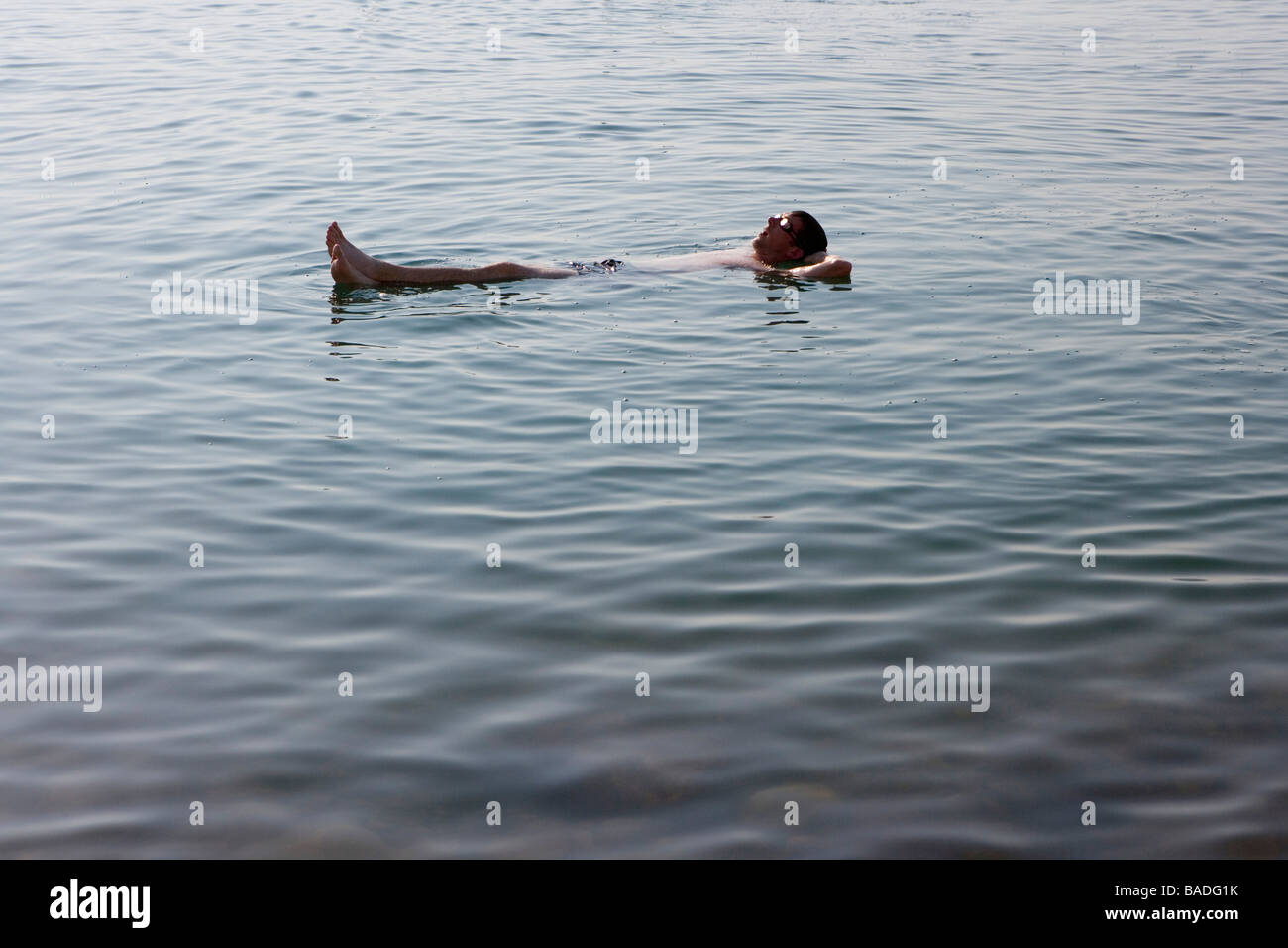 tourists in the Dead Sea, Mariott Dead Sea Resort, Jordan Stock Photo