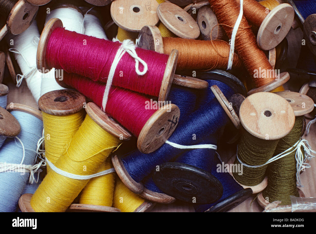 France, Creuse, Aubusson, Tabard tapestry spools Stock Photo