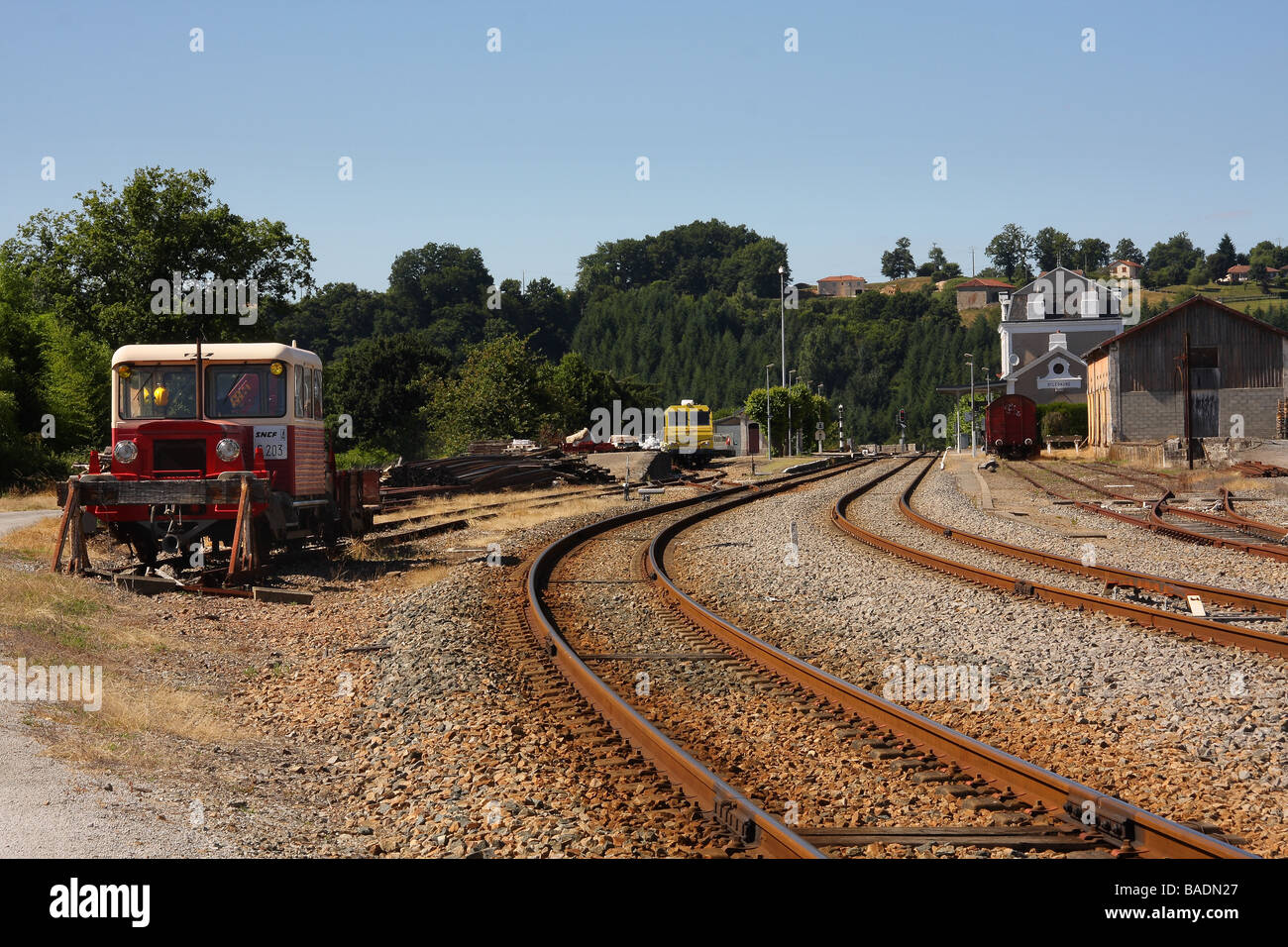 SNCF track maintenance train in a siding Stock Photo Alamy
