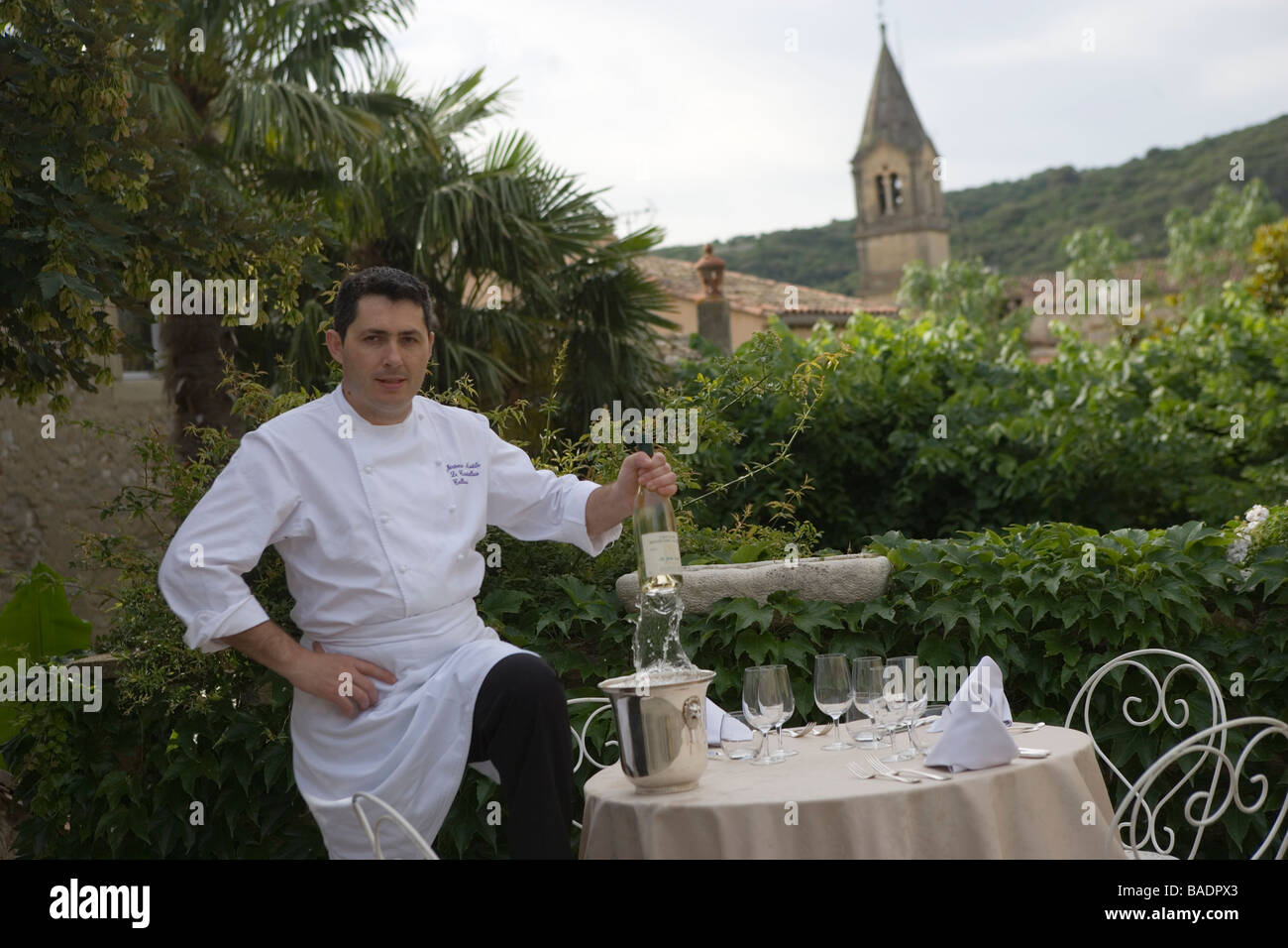 France, Gard, Collias, Le Castellas restaurant, chef Jerome Nutile Stock  Photo - Alamy