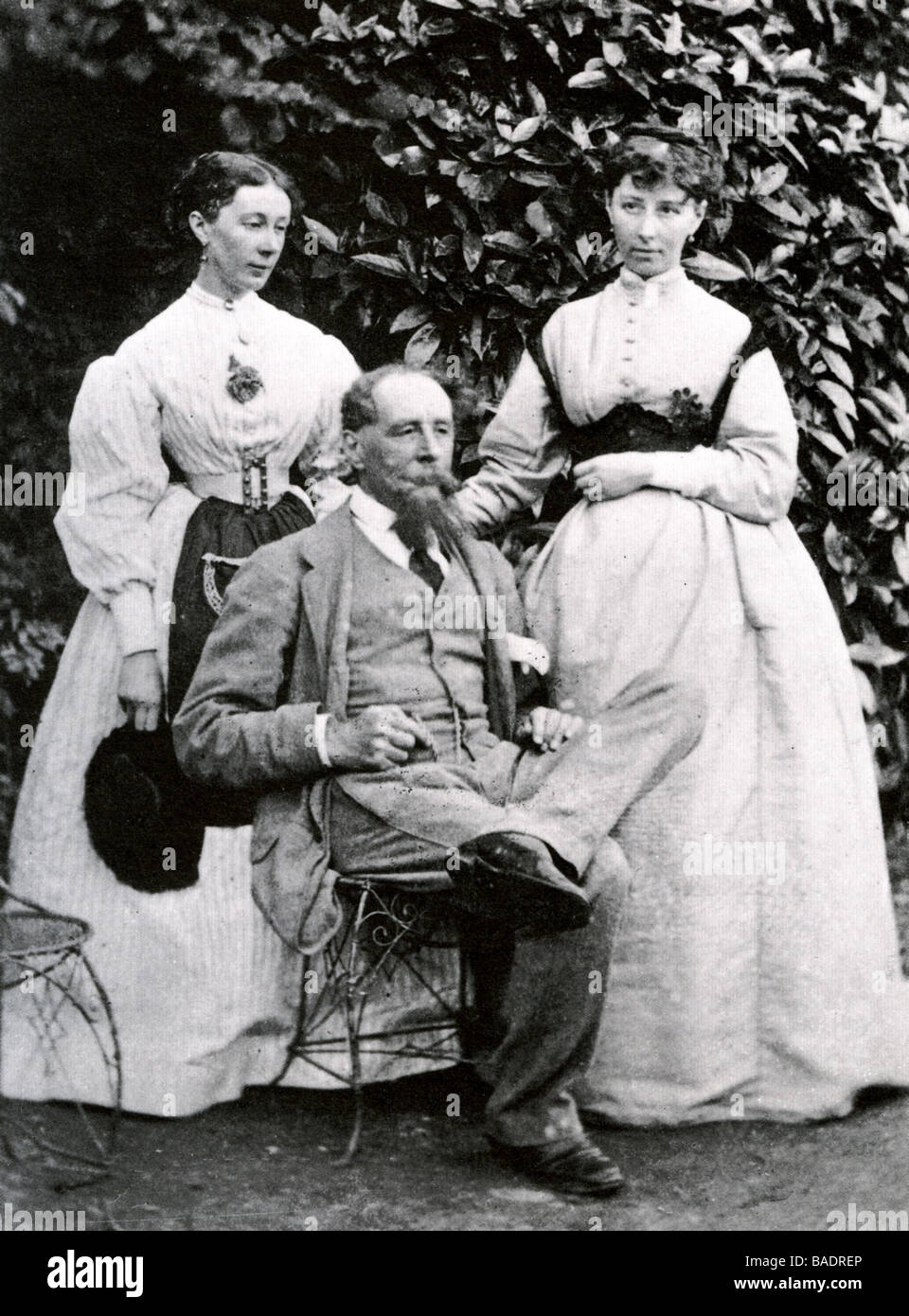 CHARLES DICKENS with his daughters Mamie and Katey at Gads Hill Place