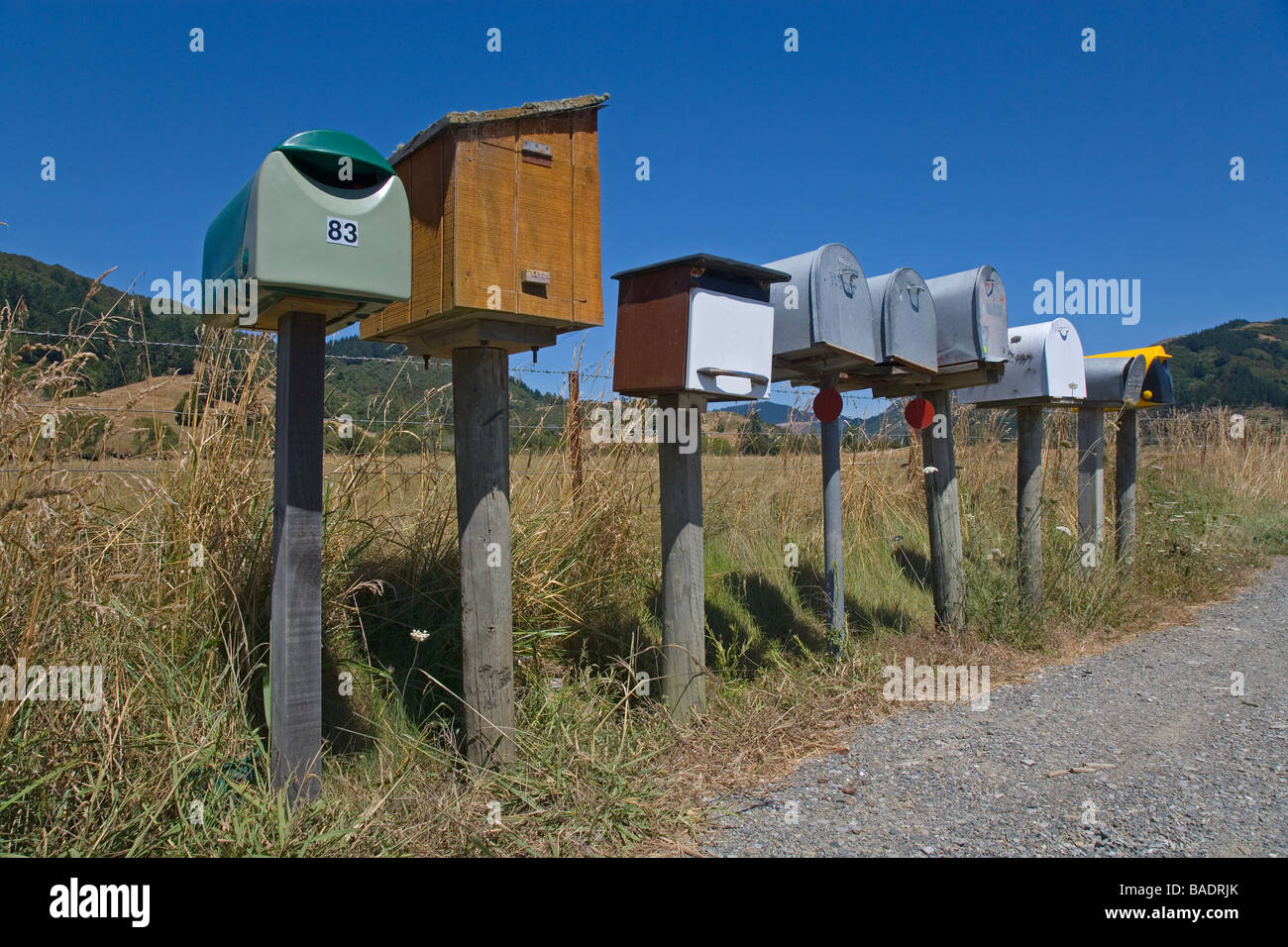 Rural Letter Boxes New Zealand Stock Photo Alamy