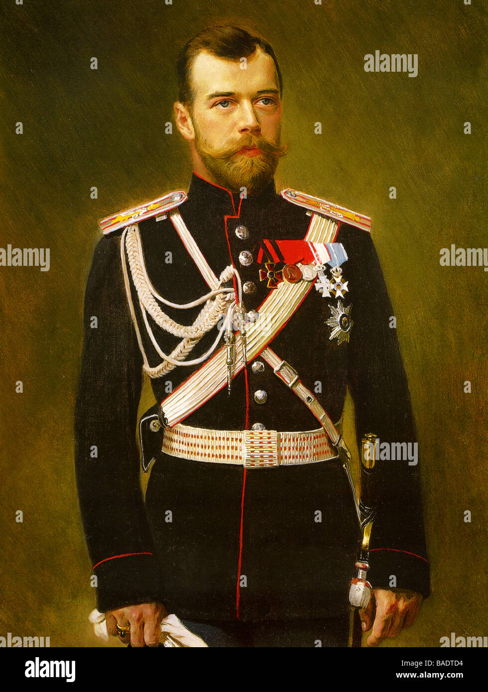 Tsarist military in uniform with a saber Postcard from the times of tsarist Russia