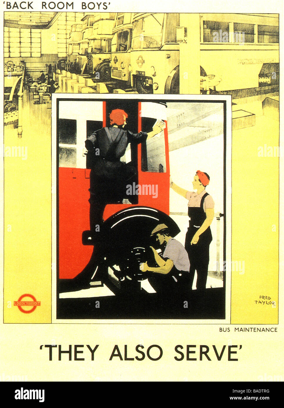 THEY ALSO SERVE 1942 London Transport advert designed by Fred Taylor Stock Photo