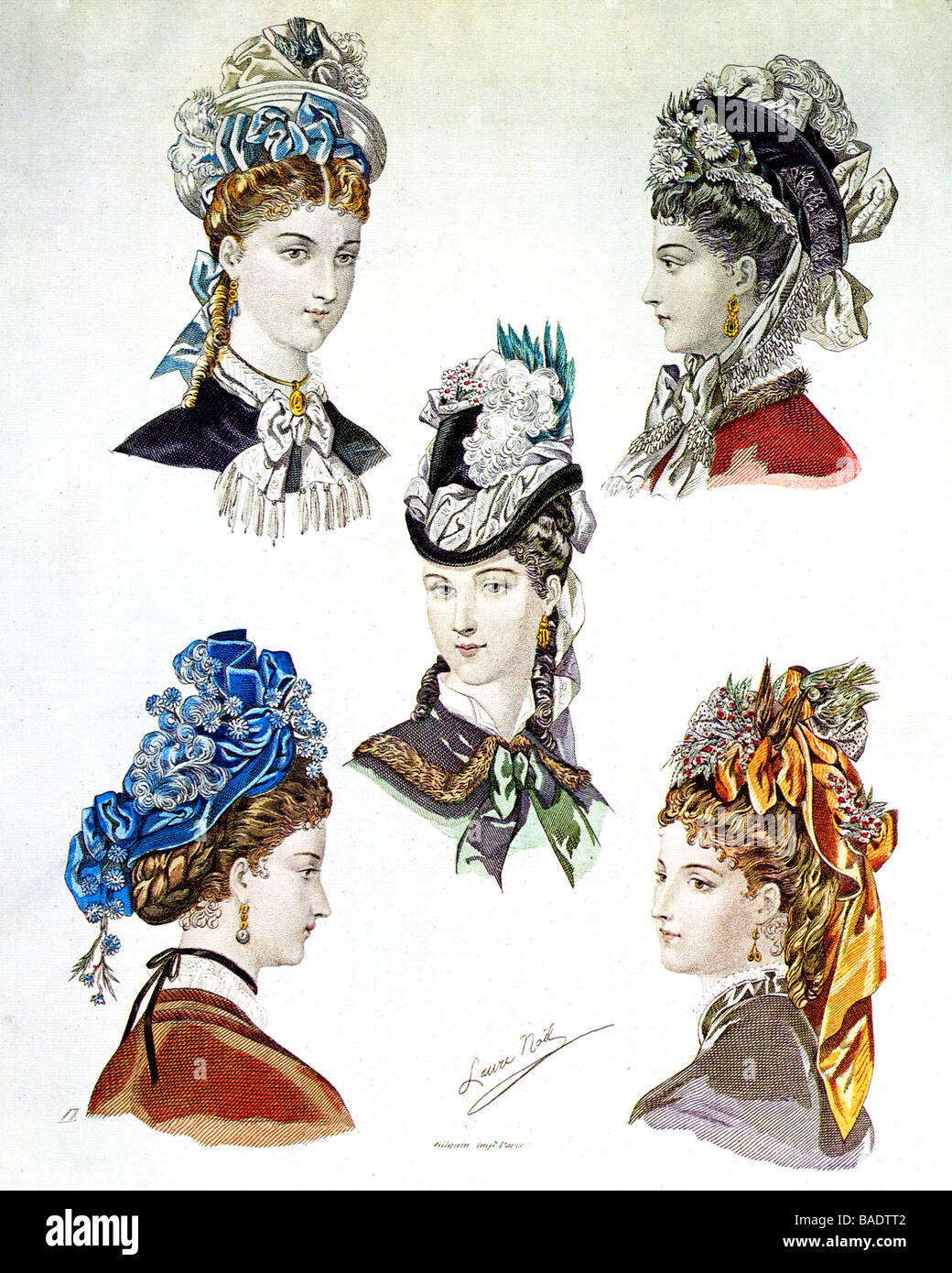 PARIS HAT STYLES in the 19th century Stock Photo