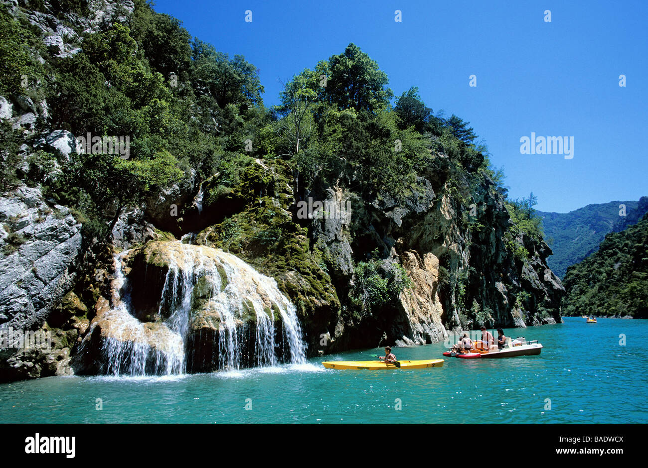 France, Var, Verdon regional natural park, Canoe and pedal boat in the