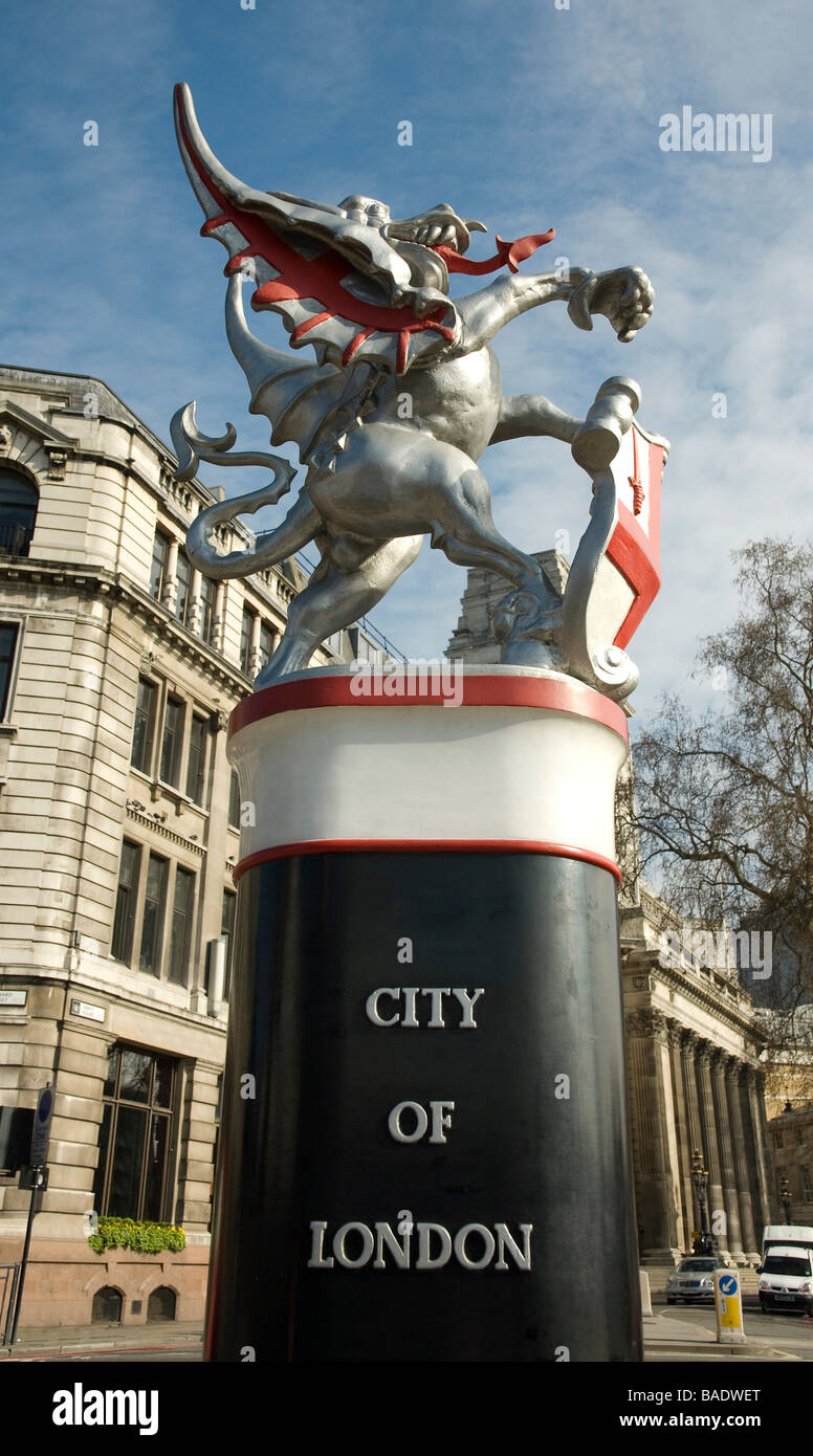 City of London dragon statue at the boundary near the Tower of London Stock Photo