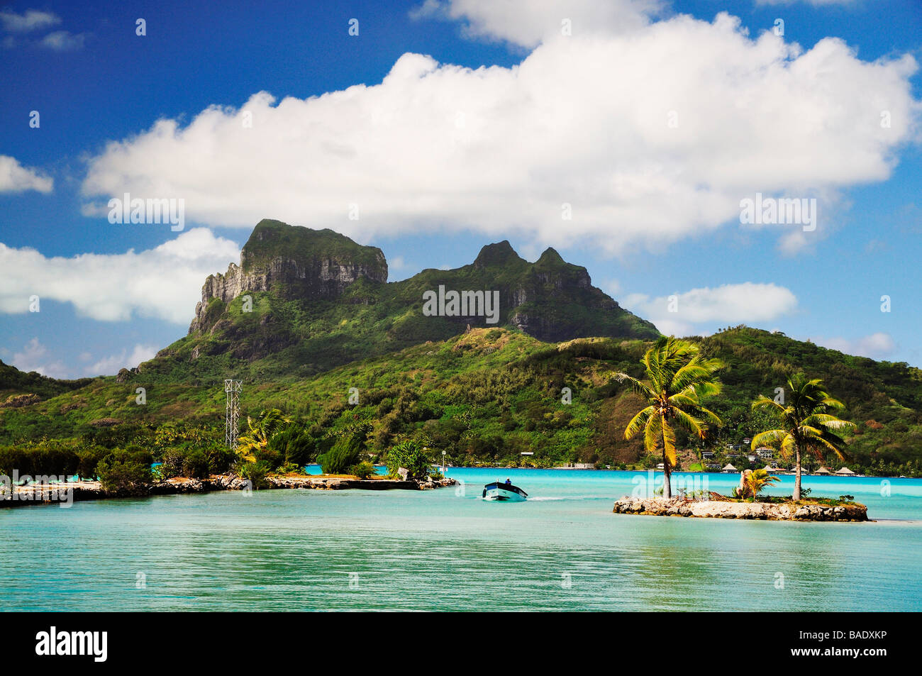 Overview of Bora Bora and Lagoon, French Polynesia Stock Photo