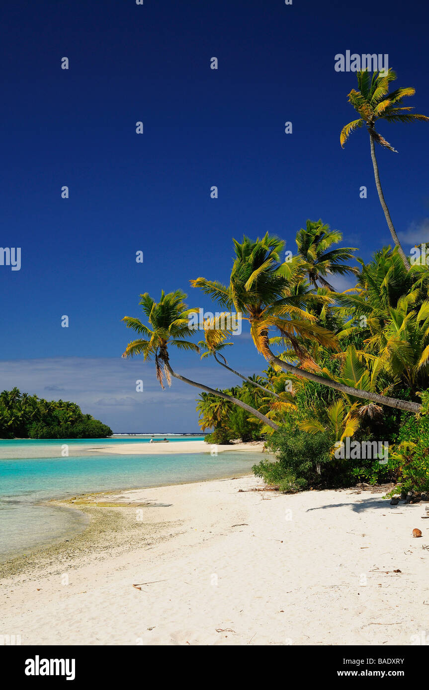 Beach, One Foot Island, Aitutaki Lagoon, Aitutaki, Cook Islands Stock
