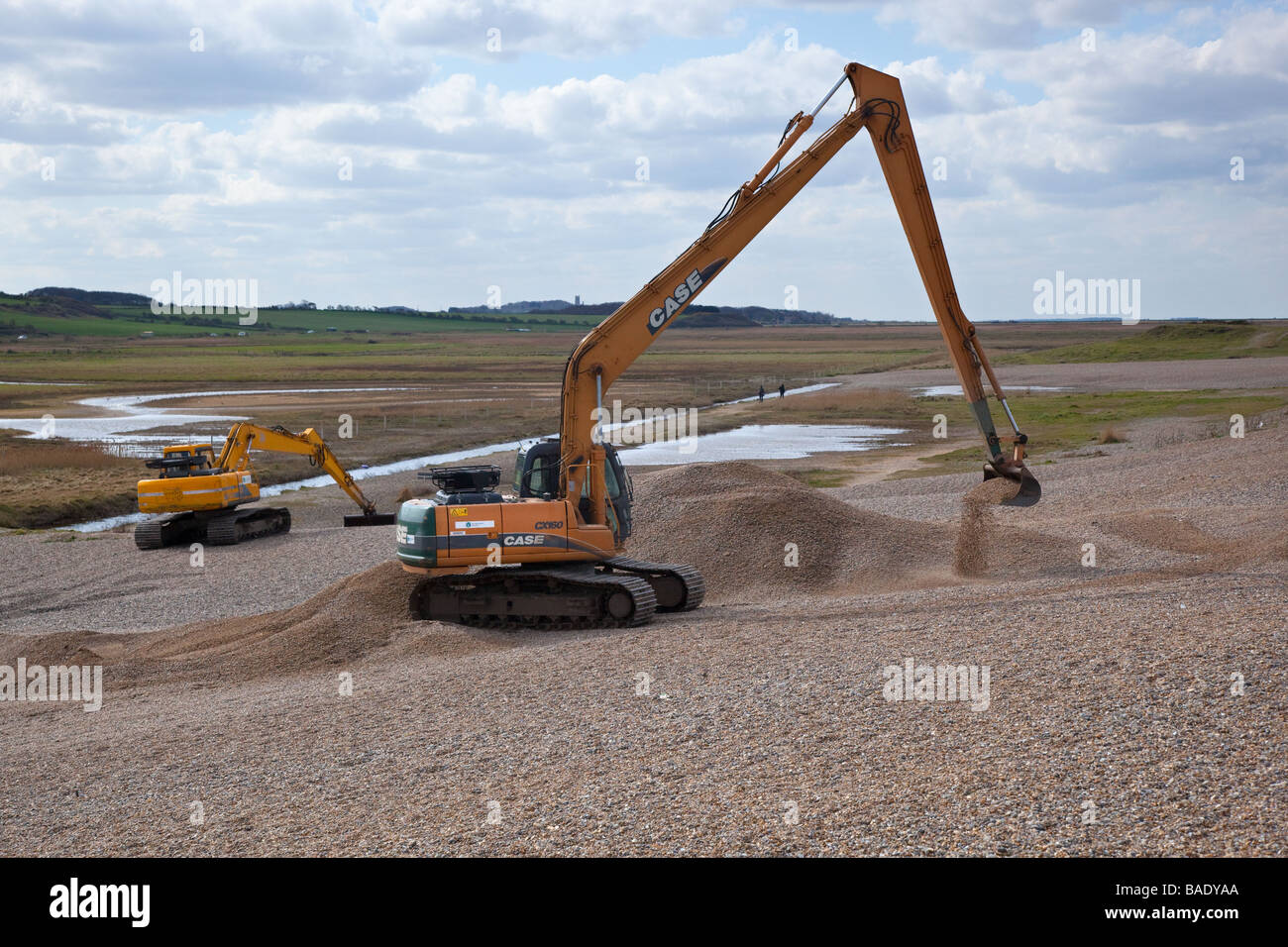 Repairing the sea wall at Salthouse Norfolk Stock Photo