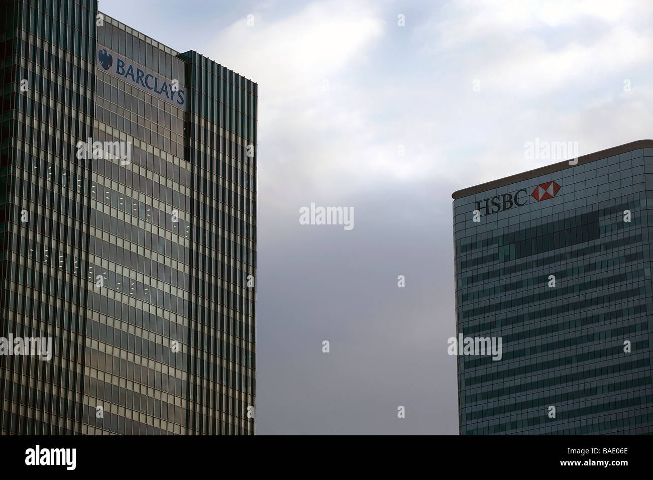 Banking giants: high-rise offices of HSBC and Barclays Stock Photo