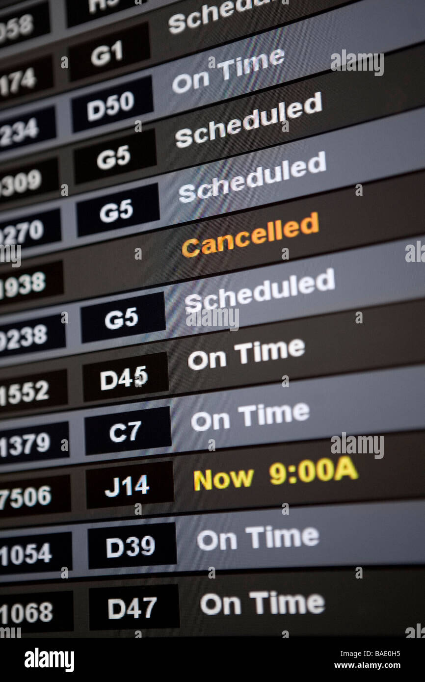 Airport Arrivals and Departures Board Stock Photo Alamy