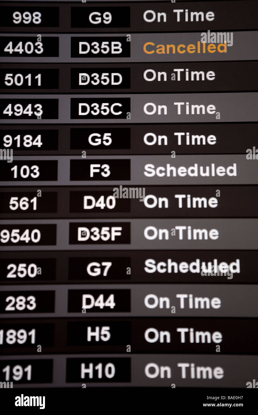 Airport Arrivals and Departures Board Stock Photo Alamy