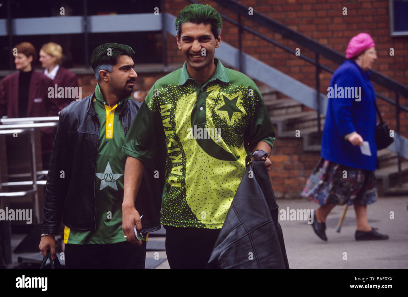 Two Pakistan Cricket supporters at Lords Cricket Ground during a Test Match between England and Pakistan Stock Photo