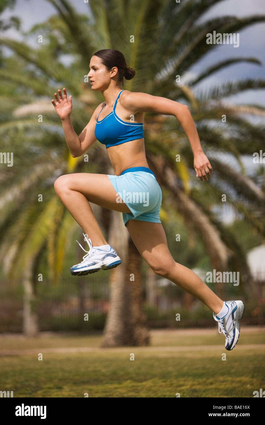 Woman Running in Park, Tucson, Arizona, USA Stock Photo
