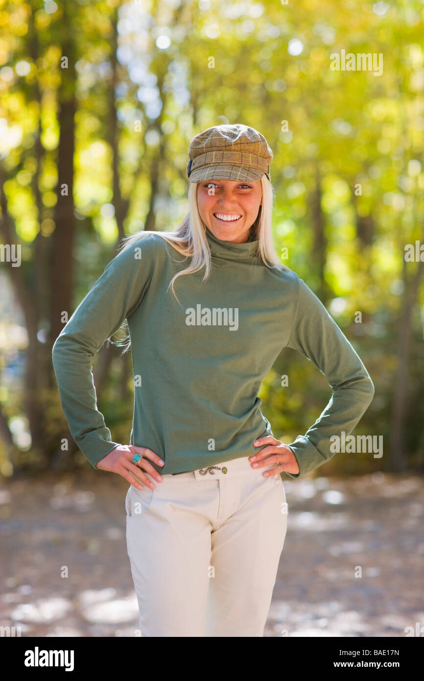 Portrait of Woman in Forest Stock Photo - Alamy
