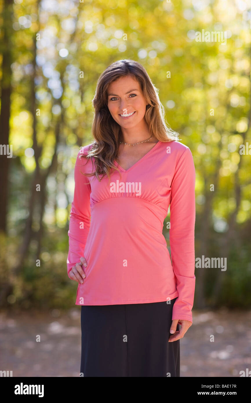 Portrait of Woman in Forest Stock Photo - Alamy