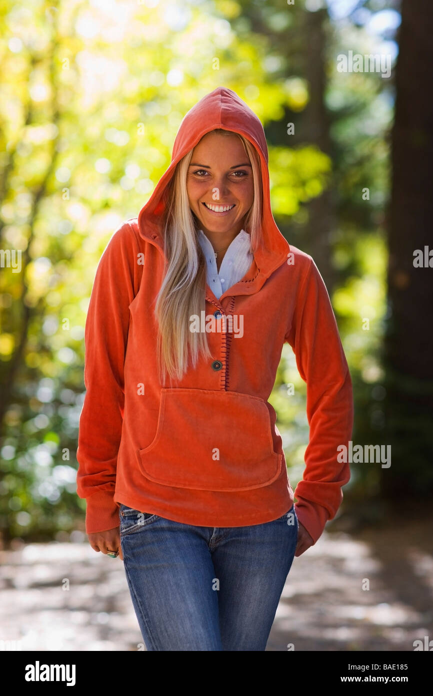 Portrait of Woman in Forest Stock Photo - Alamy
