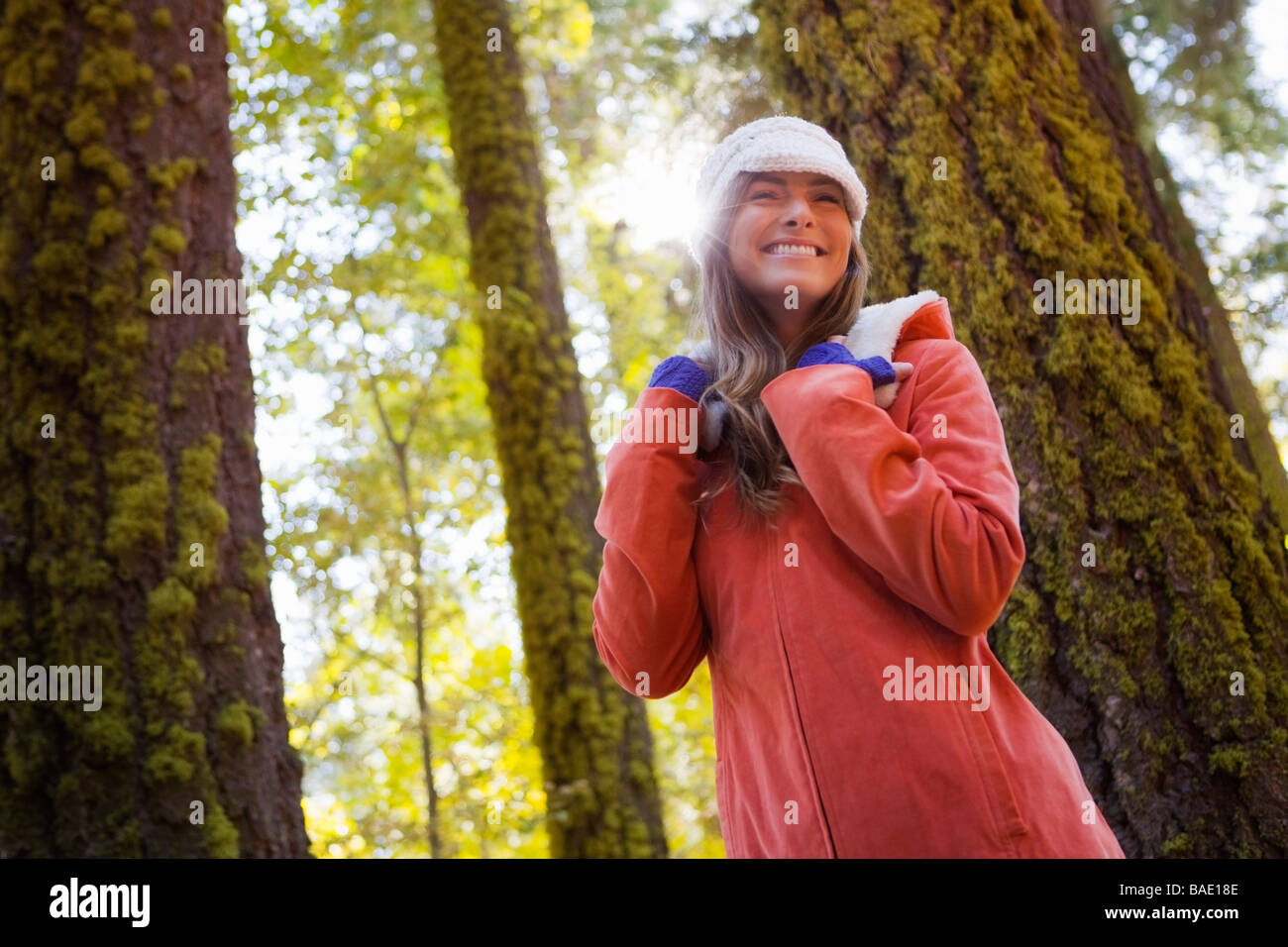 Portrait of Woman in Forest Stock Photo - Alamy
