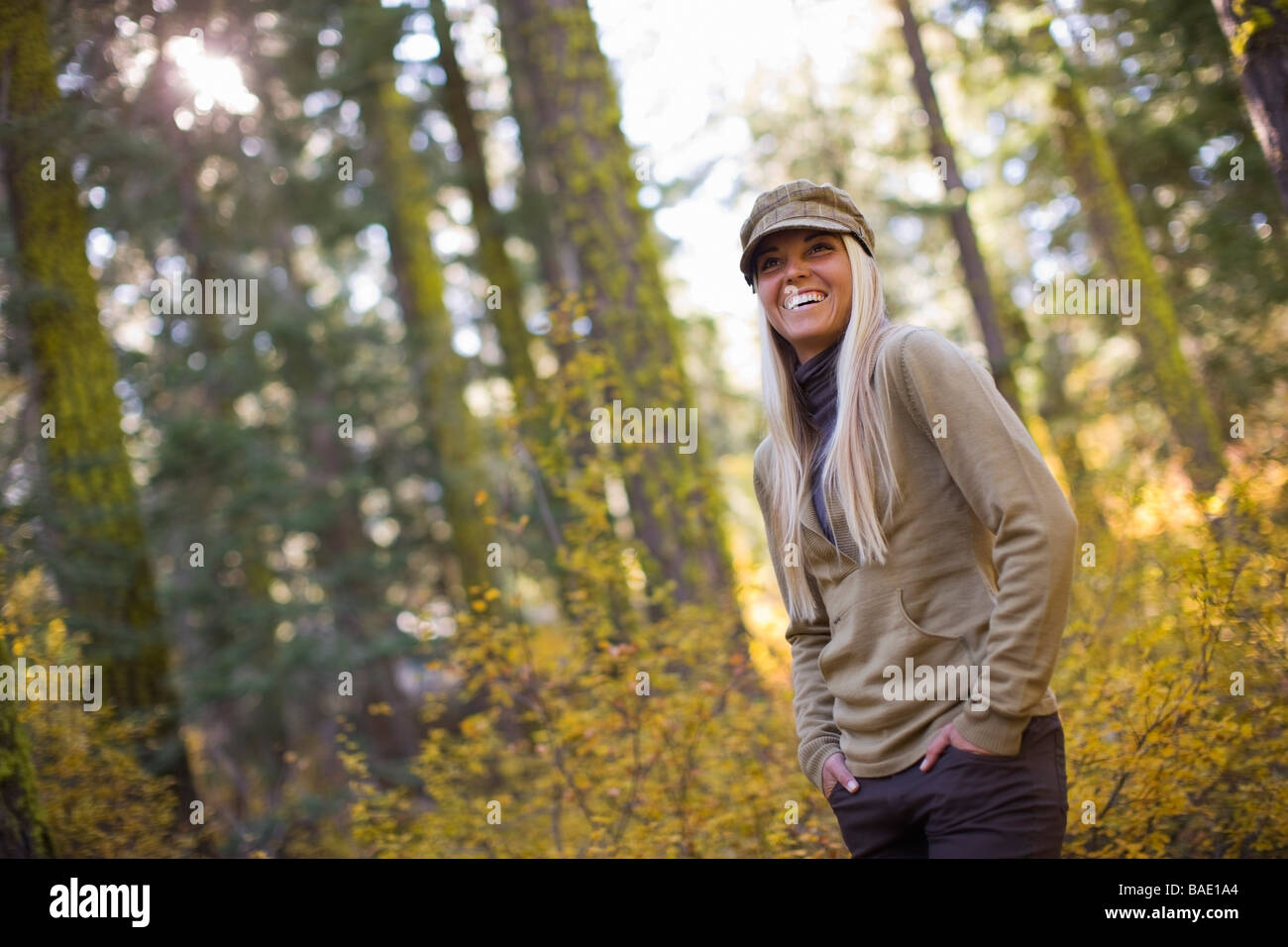 Portrait of Woman in Forest Stock Photo - Alamy