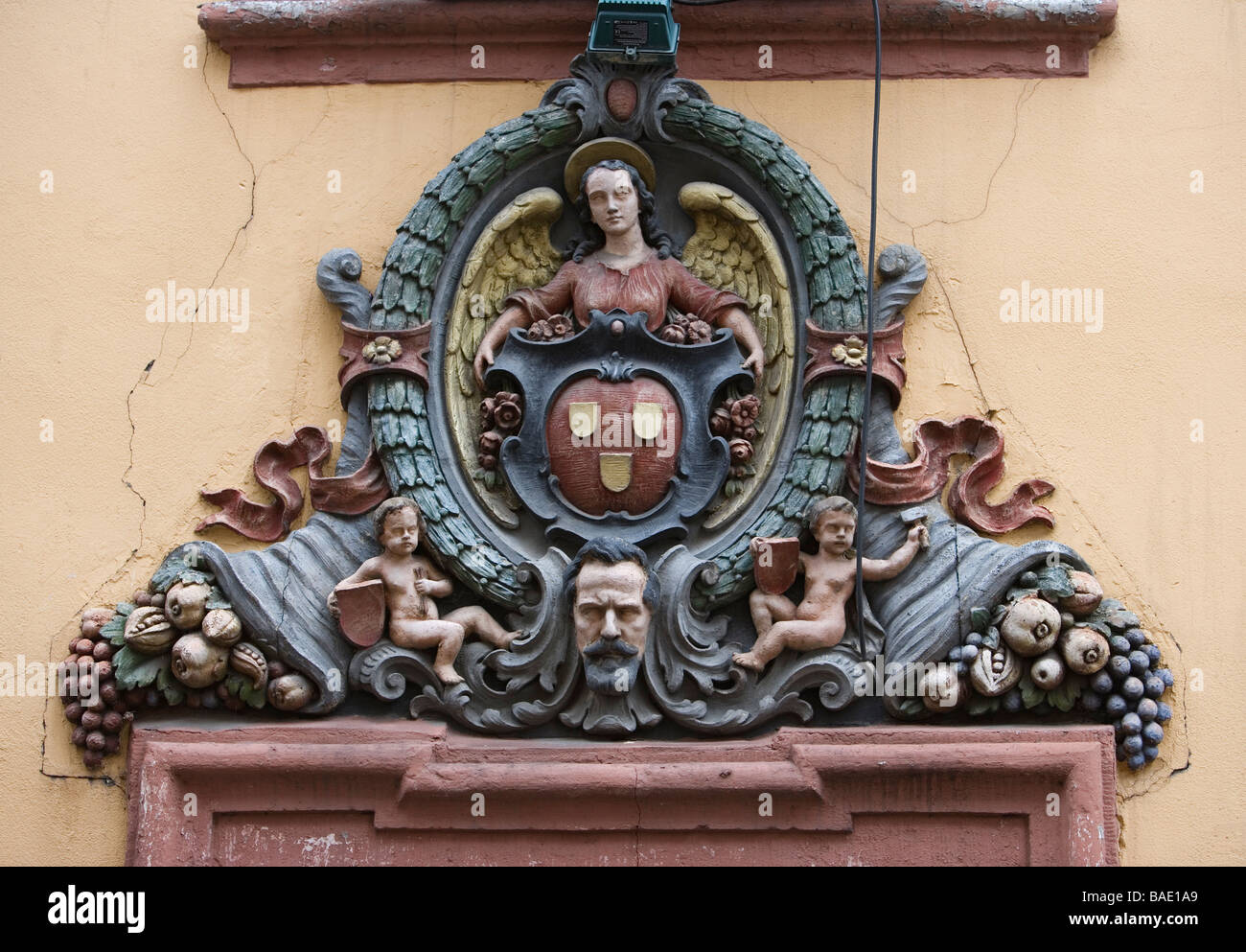 Germany, Baden Württemberg, Heidelberg, Steingasse street, sign at the Goldener Hecht restaurant Stock Photo