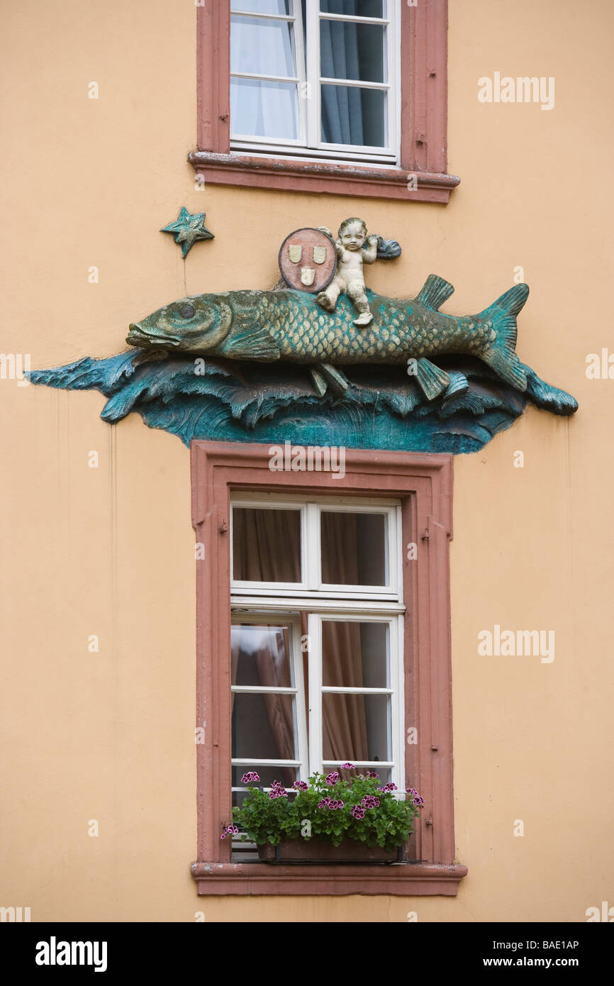 Germany, Baden Württemberg, Heidelberg, Steingasse street, sign at the Goldener Hecht restaurant Stock Photo
