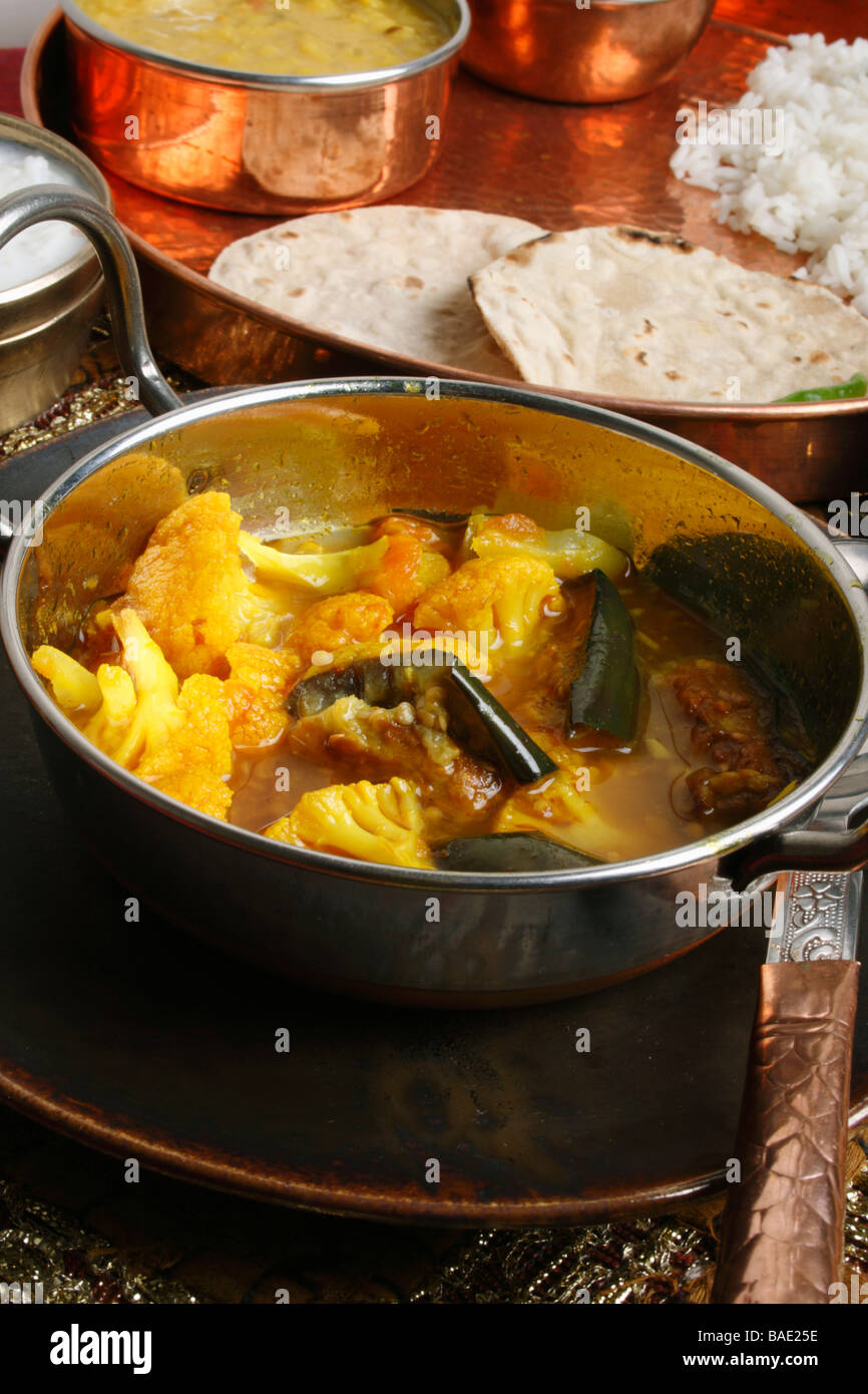 Cauliflower Brinjal Curry Stock Photo Alamy