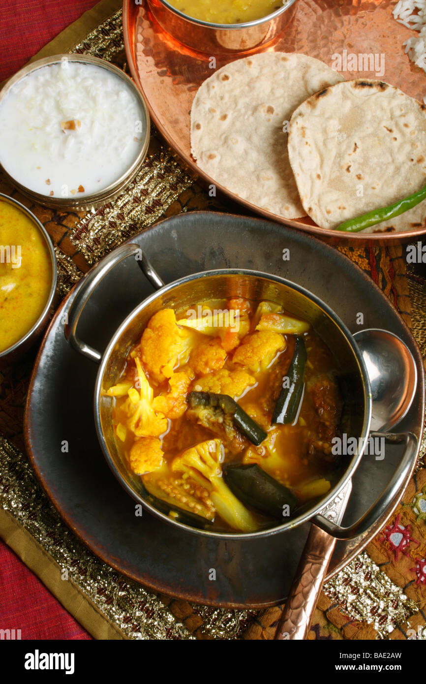 Cauliflower Brinjal Curry Stock Photo Alamy
