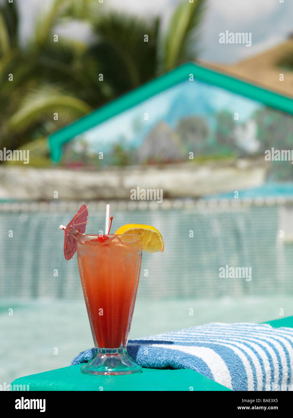 Drink by Pool, Costa Maya Resort, Belize Stock Photo