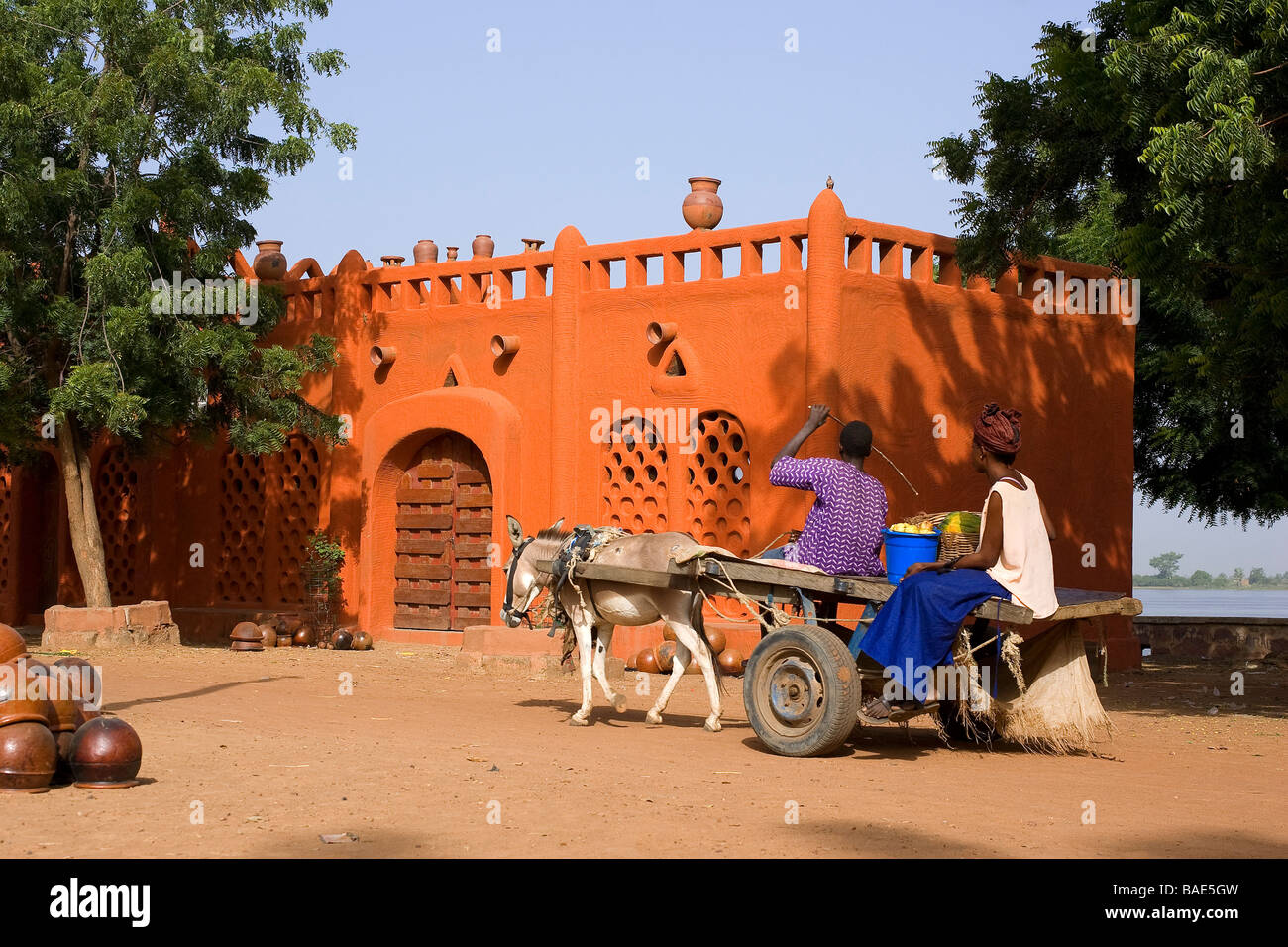 Mali, Segou, house made with red banco Stock Photo