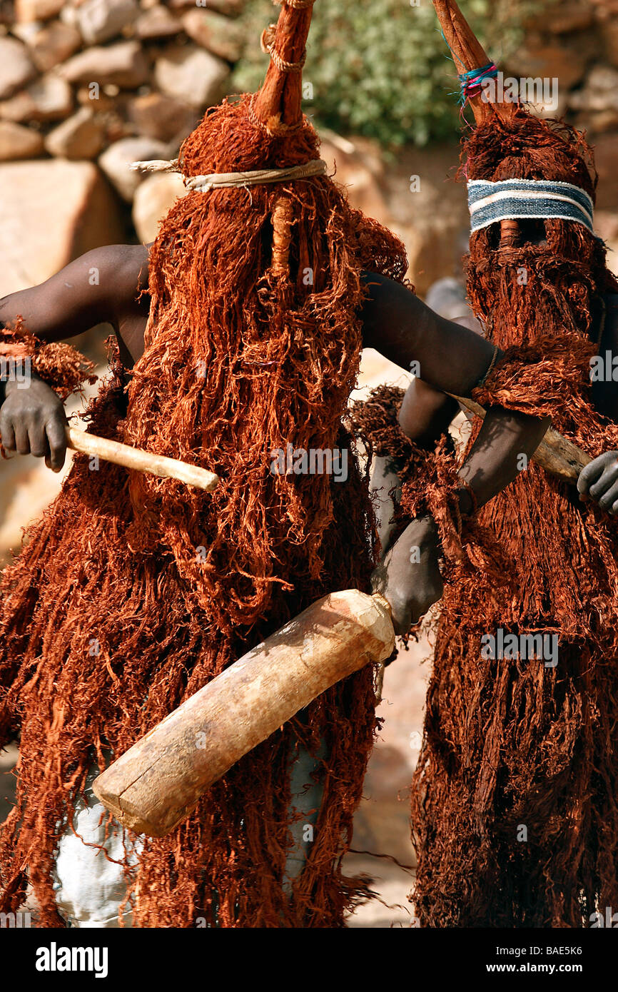 Mali, Dogon Country, ritual dance for a benefactor of the village Stock Photo