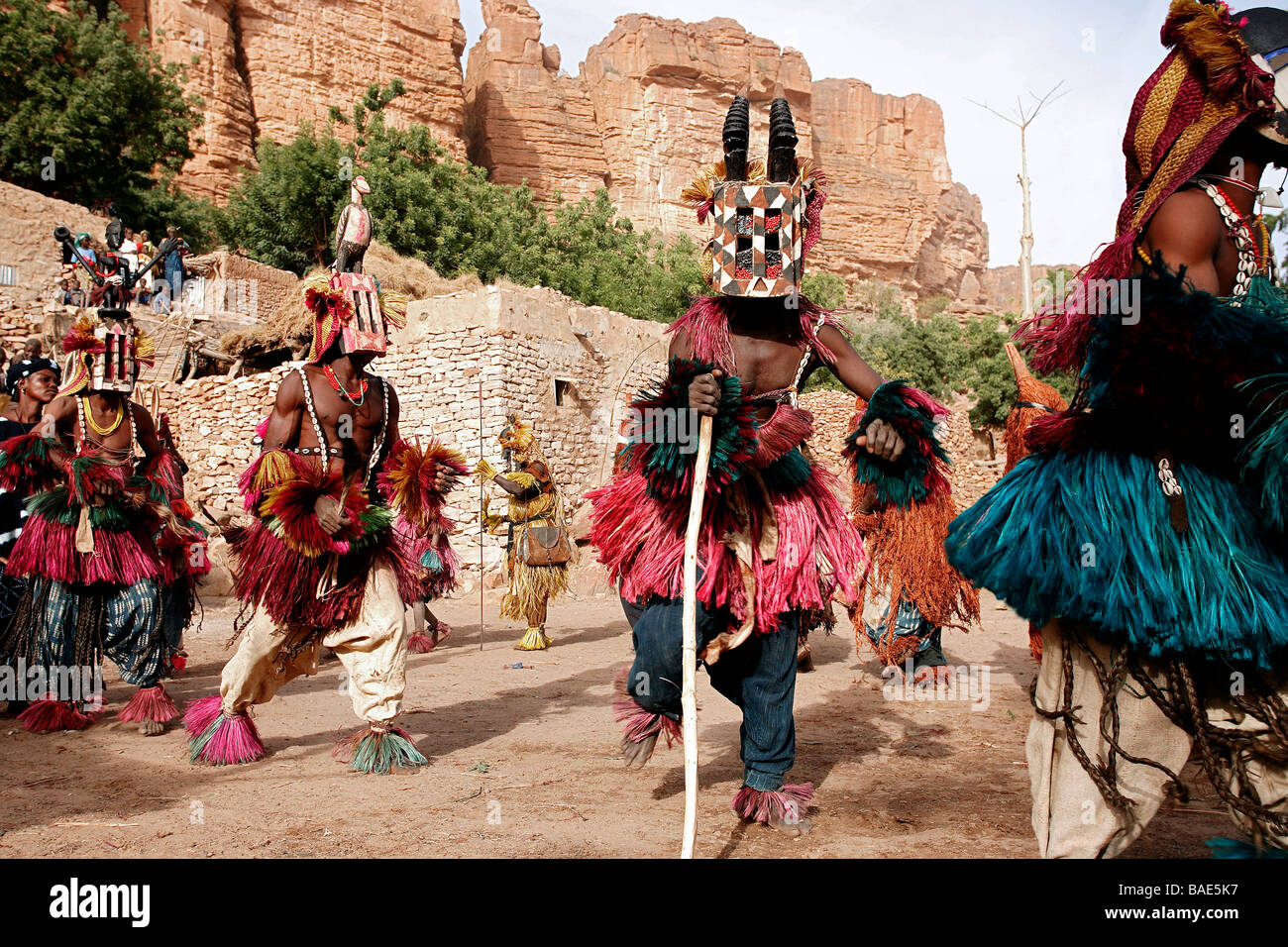 Mali, Dogon Country, ritual dance for a benefactor of the village Stock Photo
