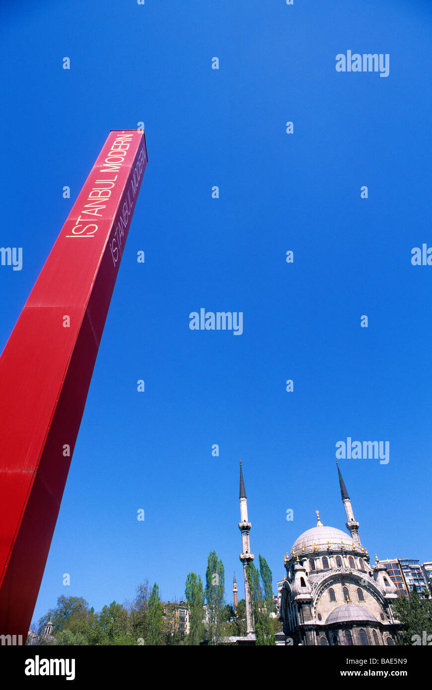Turkey, Istanbul, Beyoglu District, contrasting architecture, Mosque ...