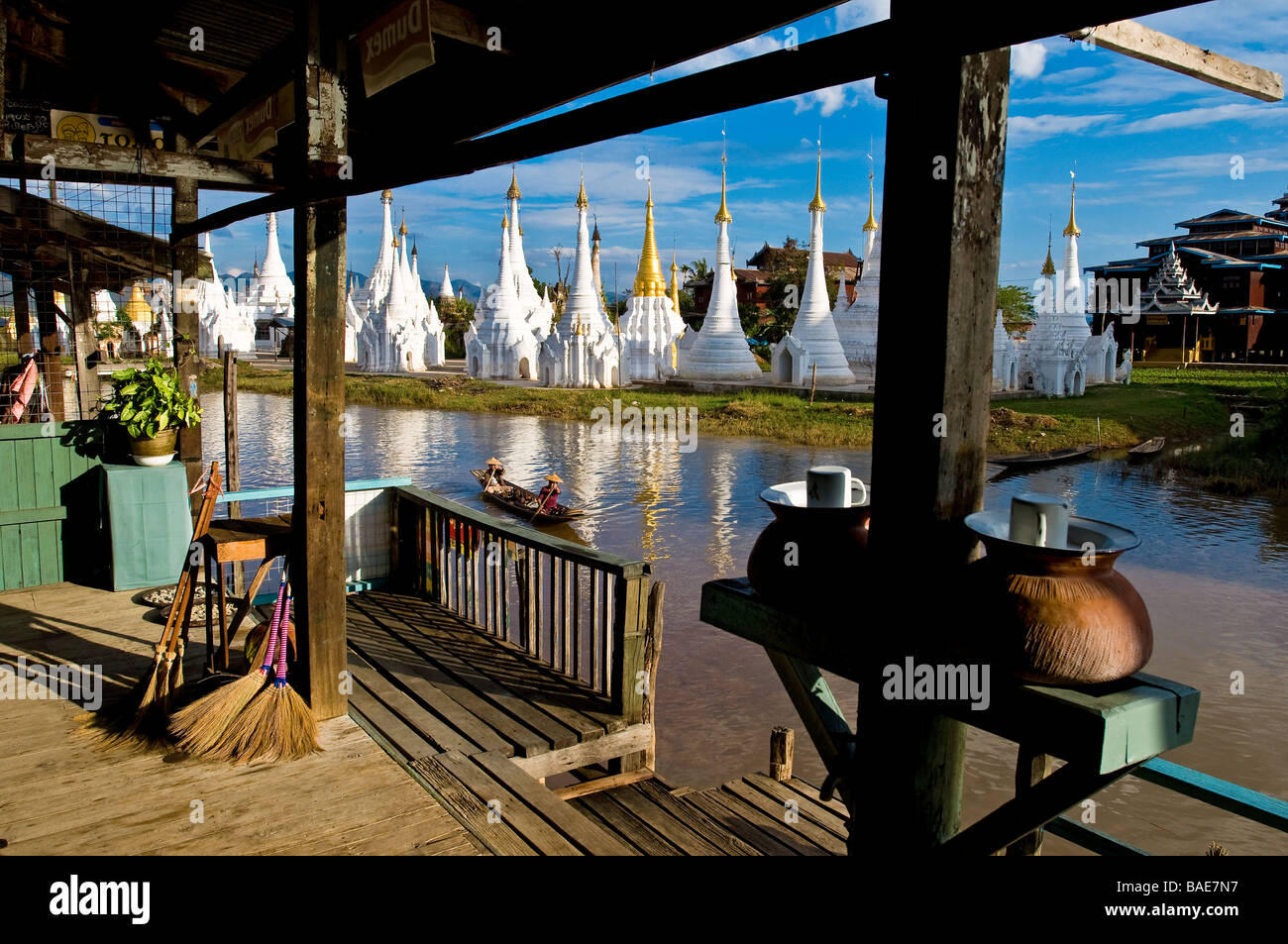 Myanmar (Burma), Shan State, Inle Lake, Heya Ywama village, canal in front of Aung Mingalar pagoda Stock Photo