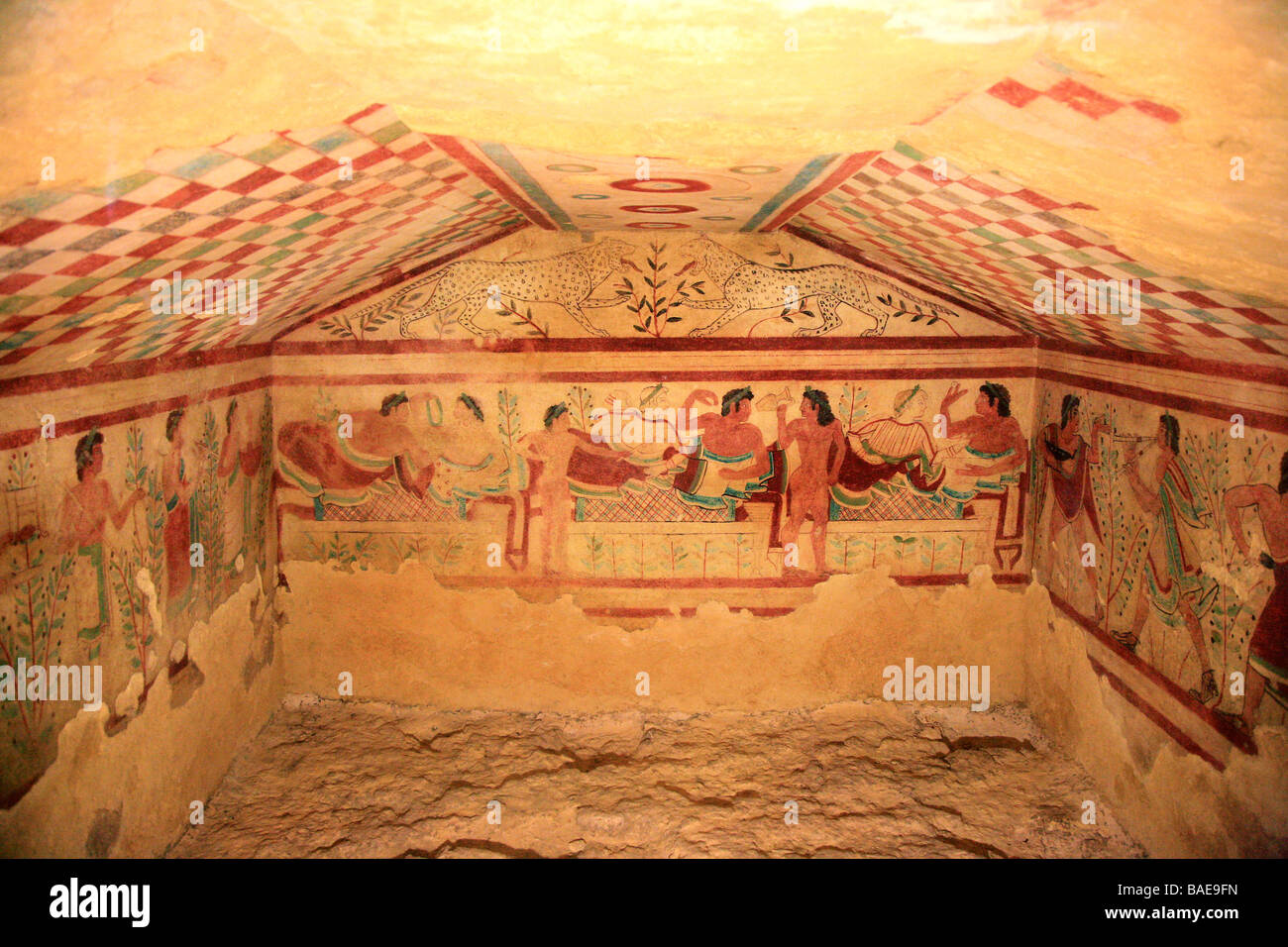 Tomb of Leopards, Archaeological Site, Tarquinia, Lazio, Italy Stock