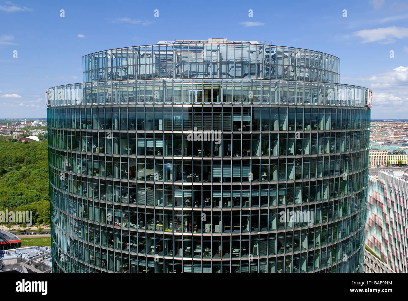 Germany, Berlin, overview of the city seen from the scenic plateform in the top of the office block by architect Hans Kollhoff, Stock Photo