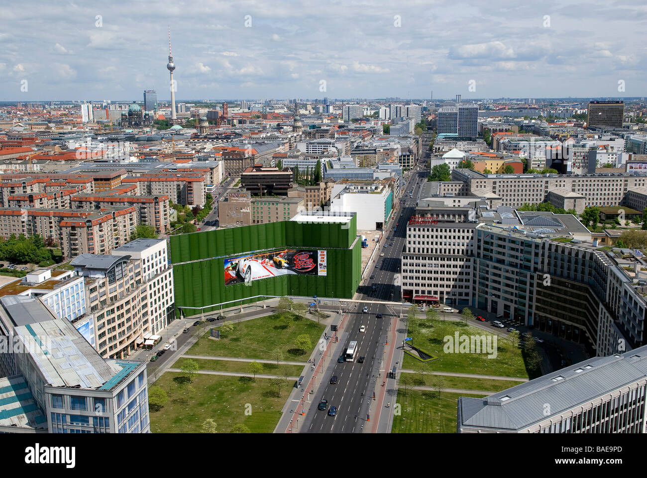 Germany, Berlin, overview of the city seen from the scenic plateform in the top of the office block by architect Hans Kollhoff, Stock Photo