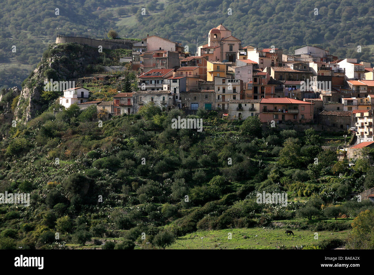 Village view, Roccella Valdemone, Sicily, Italy Stock Photo