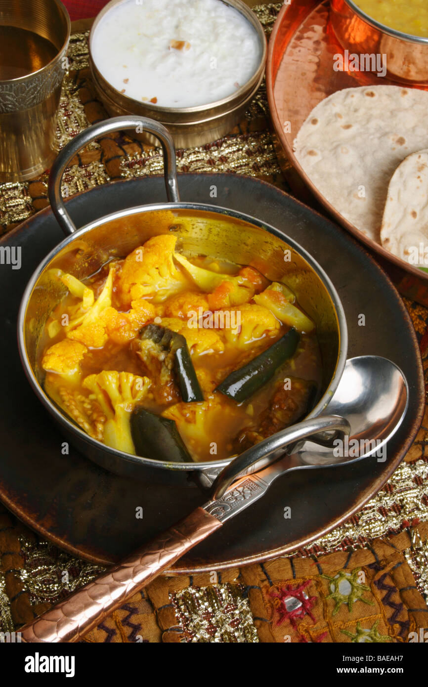 Cauliflower Brinjal Curry Stock Photo Alamy
