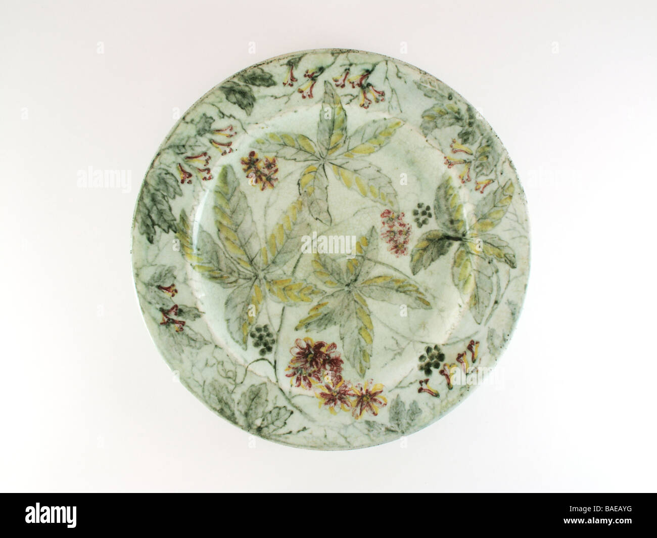 Linthorpe Pottery decorated plate dated 1882 Stock Photo Alamy