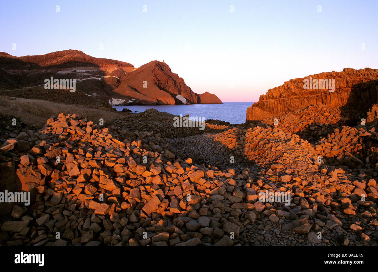 Spain, Andalucia, Cabo de Gata, nature reserve of Cabo de Gata, basalt Stock Photo