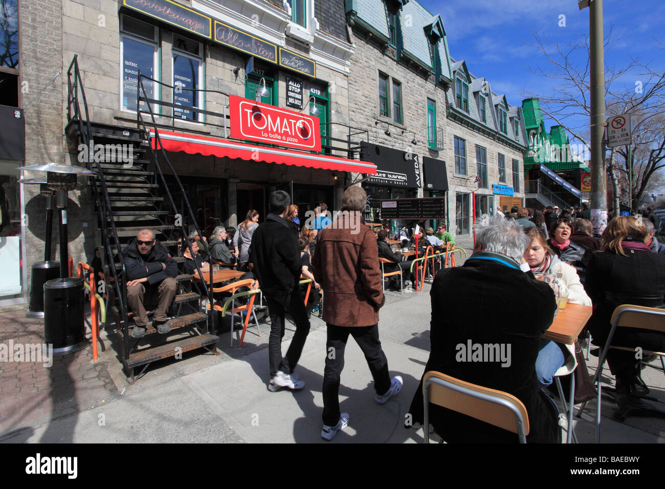 Canada Quebec Montreal rue St Denis street cafe people Stock Photo Alamy