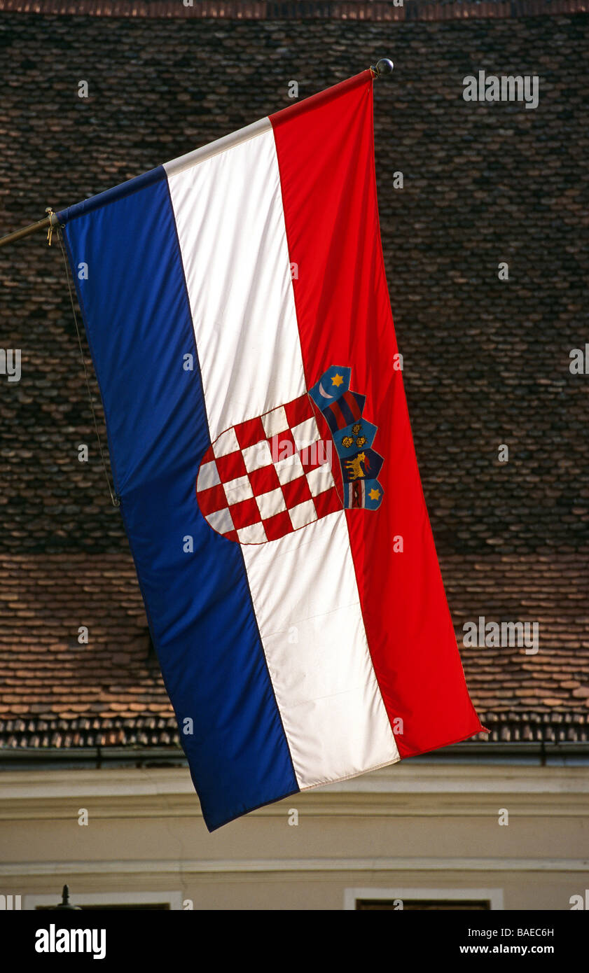 Croatia, Zagreb, National Flag Of Greece And The European Flag In The Parliament Area Image507506118