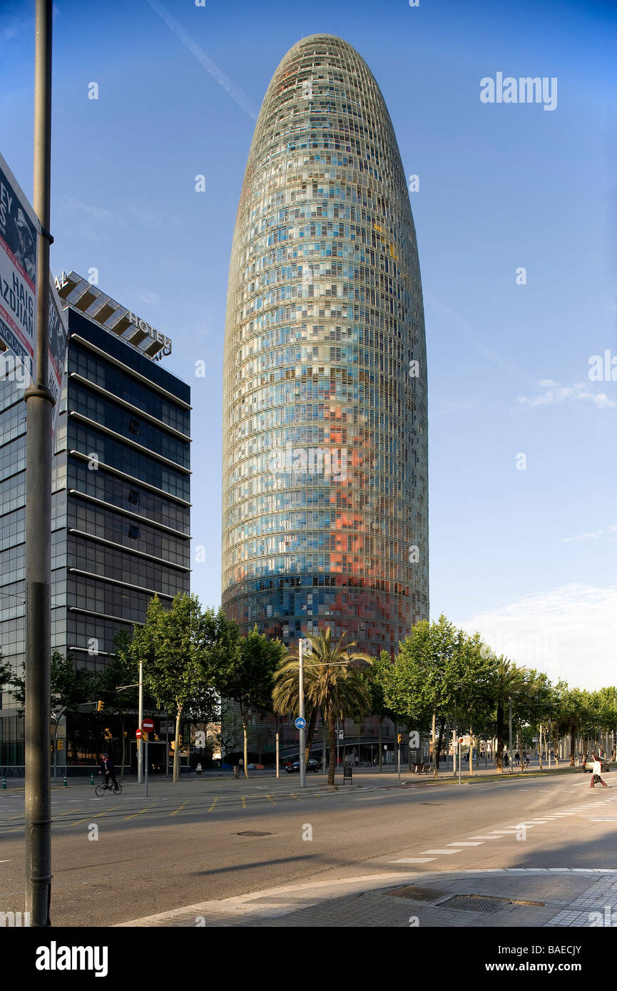 Spain, Catalonia, Barcelona, Agbar Tower by architect Jean Nouvel Stock